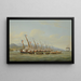 Les bateaux de la goélette HMS Procris 10 canons engageant des canonnières françaises au large de l'embouchure de l'Indramayo Java - William John Huggins — framed artwork on a wall