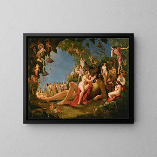 Scene from a Midsummer Night's Dream, come sit on this flowery bed - William John Montaigne — framed artwork on a wall
