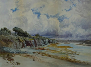 A view of a coastal cove on a cloudy day - William Lees Judson — artwork view