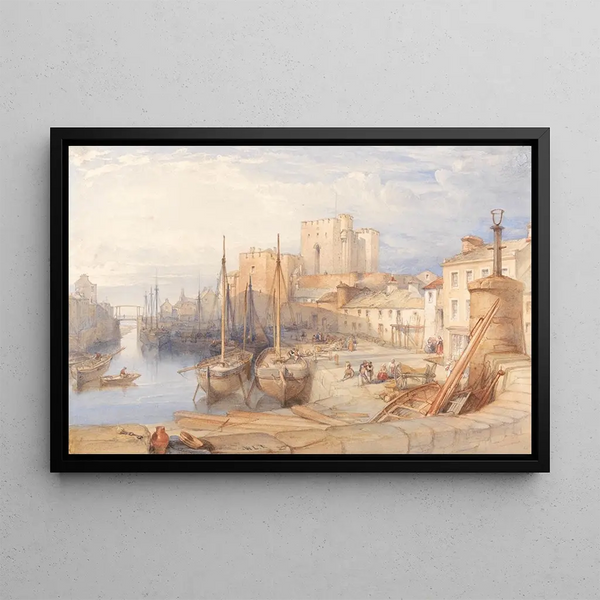 Port of Castletown, Isle of Man - William Leighton Leitch — framed artwork on a wall