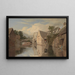 Cottages by a Riverbank - William Linton — framed artwork on a wall