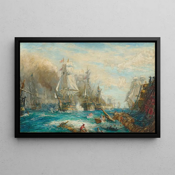 Study for The Battle of Trafalgar, October 21, 1805 - William Lionel Wyllie — framed artwork on a wall
