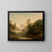 Landscape painting with three men in a boat - William Macleod — framed artwork on a wall