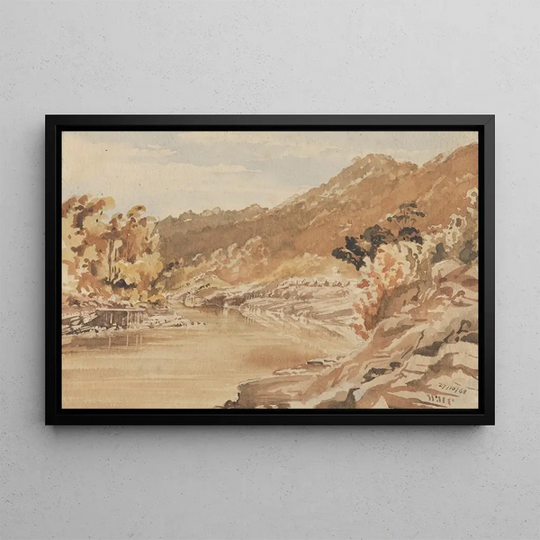 Mine de charbon et rivière Brunnerton Grey - William Marshall Cooper — framed artwork on a wall