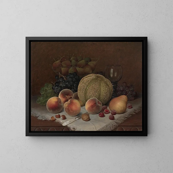 Nature morte avec un cantaloup - William Mason Brown — framed artwork on a wall