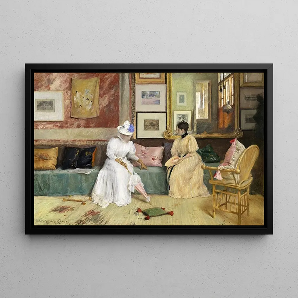 A Friendly Visit - William Merritt Chase — framed artwork on a wall