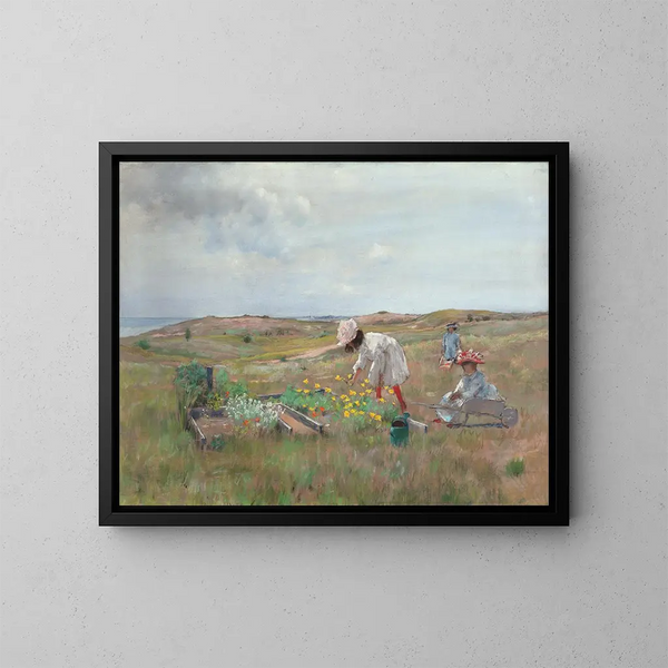 Gathering of Flowers, Shinnecock, Long Island - William Merritt Chase — framed artwork on a wall