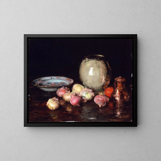 Juste des oignons - William Merritt Chase — framed artwork on a wall