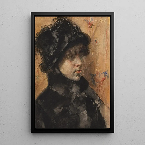 Portrait of a Young Woman - William Merritt Chase — framed artwork on a wall