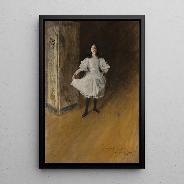 Portrait of the artist Dorothy's daughter - William Merritt Chase — framed artwork on a wall