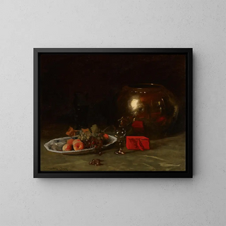 The large brass bowl - William Merritt Chase — framed artwork on a wall