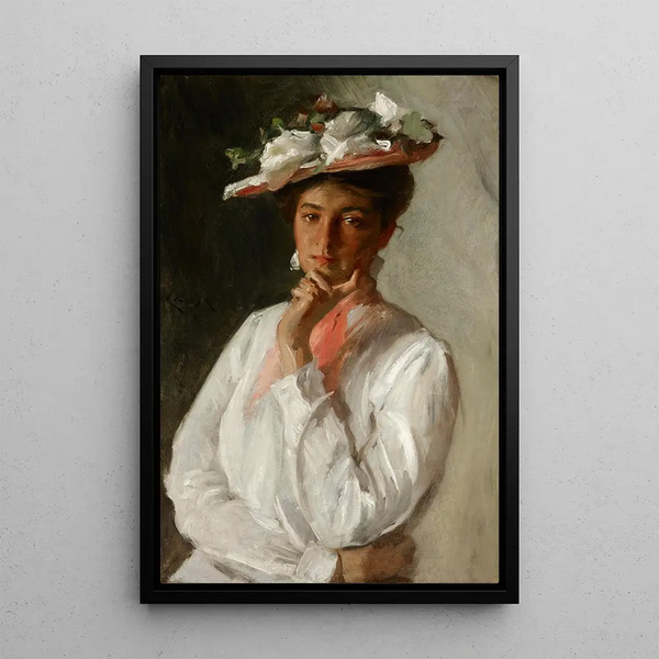 Woman in White - William Merritt Chase — framed artwork on a wall