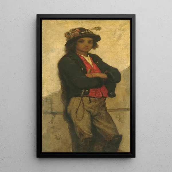 Italian boy painting - William Morris Hunt — framed artwork on a wall