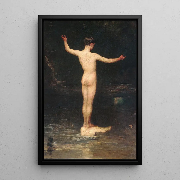 Les baigneurs - William Morris Hunt — framed artwork on a wall