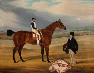 Foreign painting with jockey and his owner standing on the right - William Nedham — artwork view