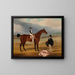 Foreign painting with jockey and his owner standing on the right - William Nedham — framed artwork on a wall