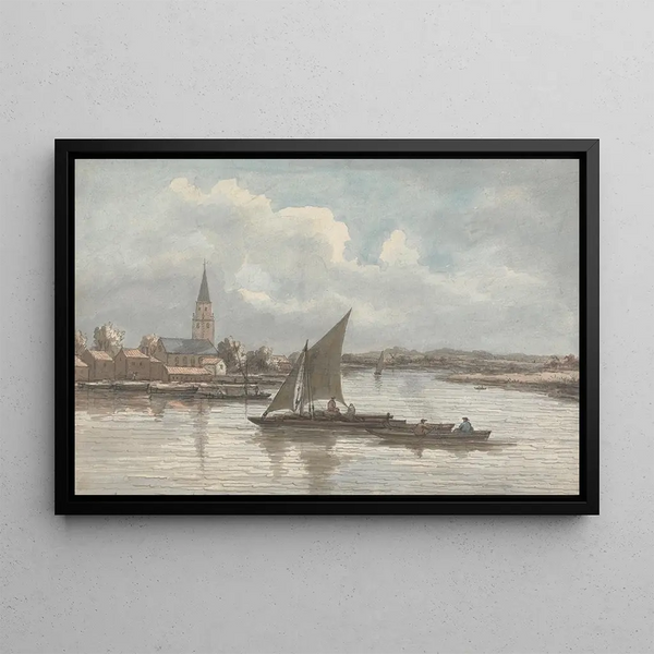 View of the Thames at Battersea - William P. Sherlock — framed artwork on a wall