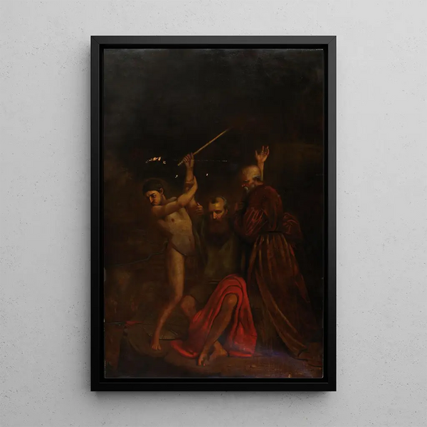 Moses, Aaron, and Hur on Mount Horeb - William Page — framed artwork on a wall