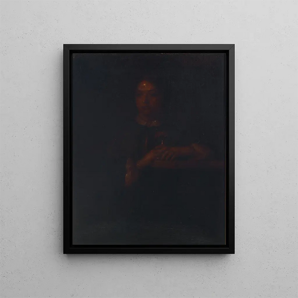 Sarah leaning on a ramp - William Page — framed artwork on a wall