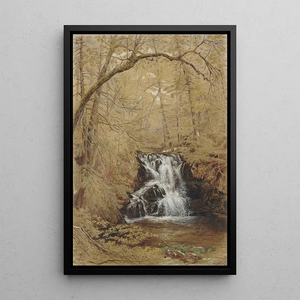 Chutes indiennes, Indian Brook, Cold Springs, New York - William Rickarby Miller — framed artwork on a wall