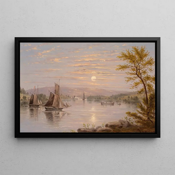 Sunrise over Lake Champlain - William Rickarby Miller — framed artwork on a wall