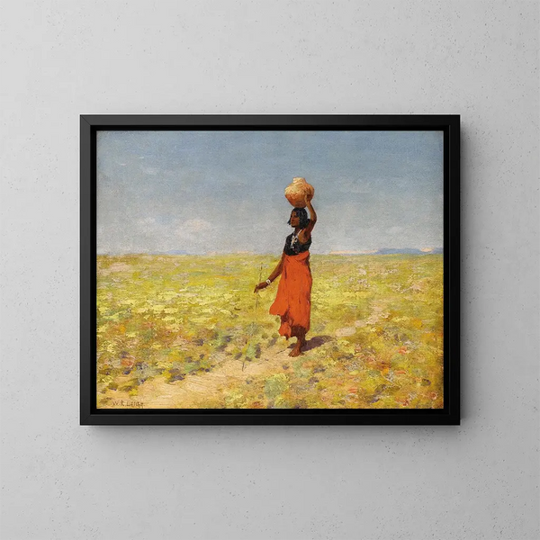 the blind Hopi girl revenant from a waterhole in the desert - William Robinson Leigh — framed artwork on a wall