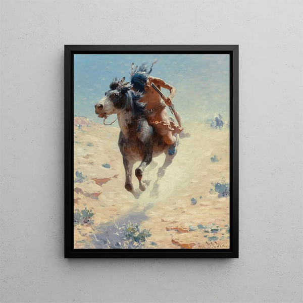Indian Cavalier Painting - William Robinson Leigh — framed artwork on a wall