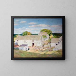 Oakridge Farm at the End of Summer - William Rothenstein — framed artwork on a wall