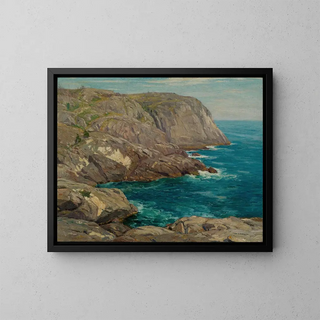 Les falaises de Monhegan - William S. Robinson — framed artwork on a wall