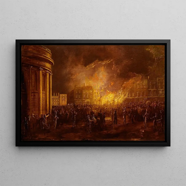 L'Incendie de l'Arcade à College Green, Dublin - William Sadler the Younger — framed artwork on a wall