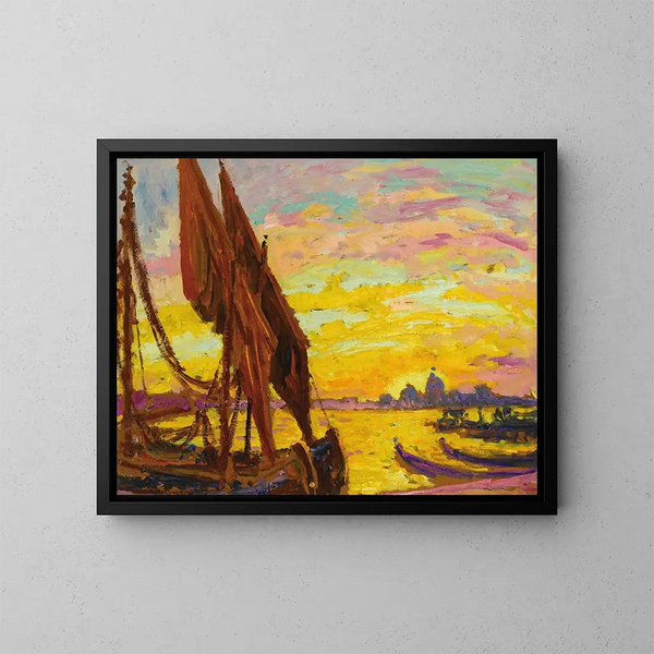 Sunset over the Lido of Venice - William Samuel Horton — framed artwork on a wall