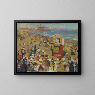 Punch et Judy sur la plage - William Samuel Horton — framed artwork on a wall