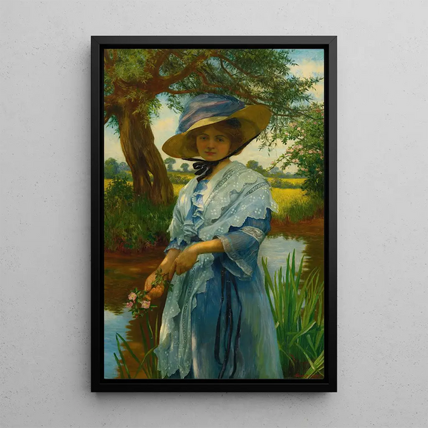 By the riverbank - William Savage Cooper — framed artwork on a wall
