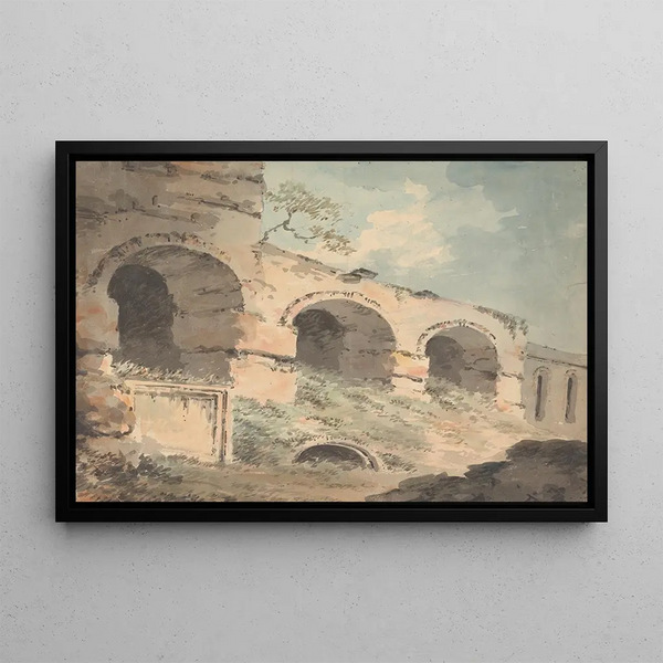 Ruin with three arches - William Sawrey Gilpin — framed artwork on a wall