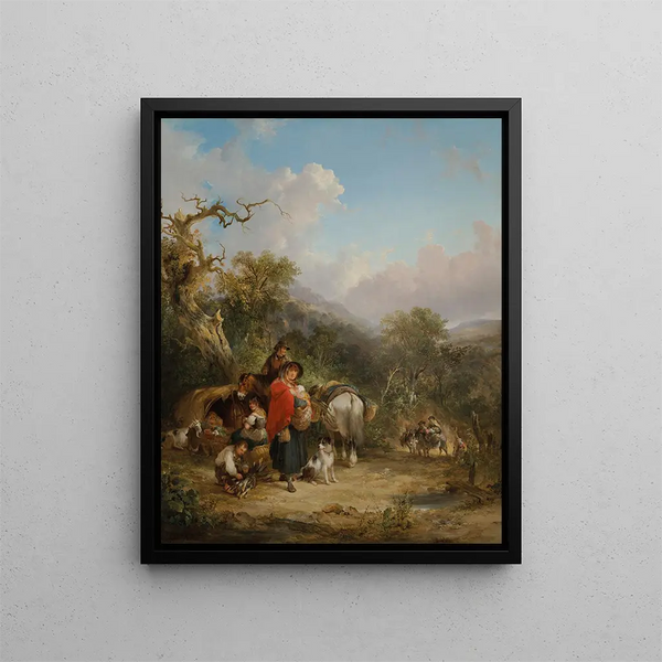a travelers' camp - William Shayer — framed artwork on a wall
