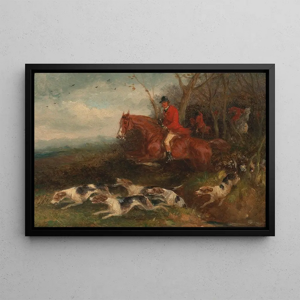 Fox Hunt, emerging from cover - William Shayer — framed artwork on a wall