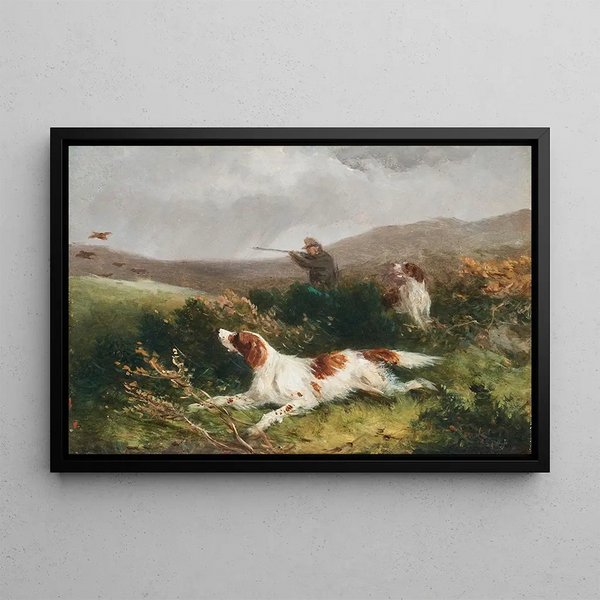 Hunting the Woodcock - William Shayer — framed artwork on a wall