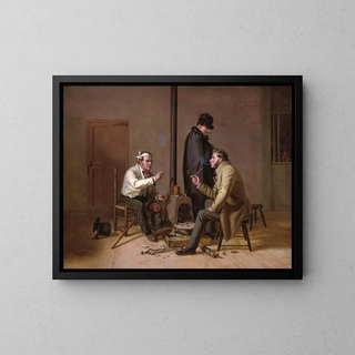 The difficult story scene in a country tavern - William Sidney Mount — framed artwork on a wall
