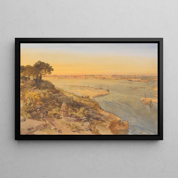 Allahabad Painting from the right bank of the Jumna - William Simpson — framed artwork on a wall
