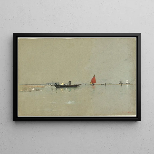 a Venetian lagoon - William Stanley Haseltine — framed artwork on a wall