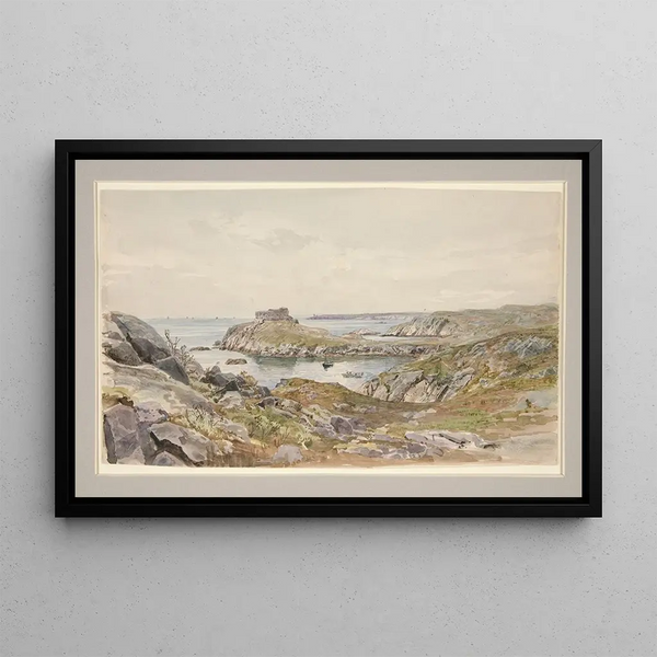 Fort Dumpling, Narragansett Bay - William Trost Richards — framed artwork on a wall