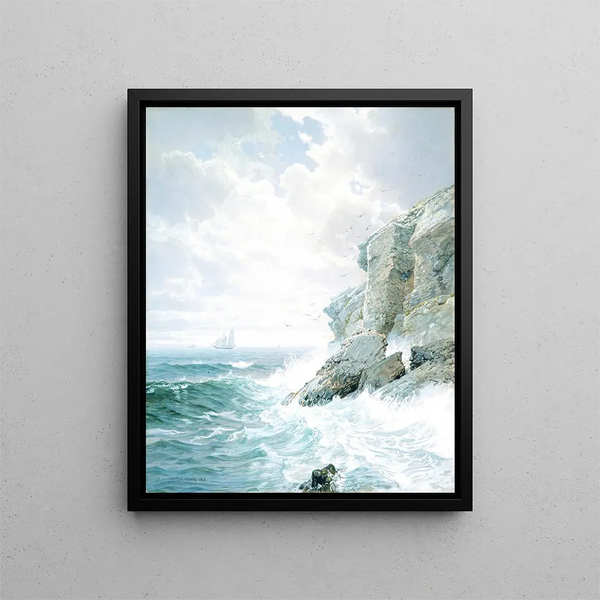 Falaise du Purgatoire - William Trost Richards — framed artwork on a wall