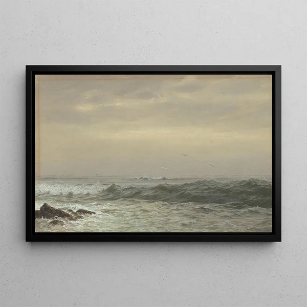 Rochers et Vagues Déferlantes - William Trost Richards — framed artwork on a wall