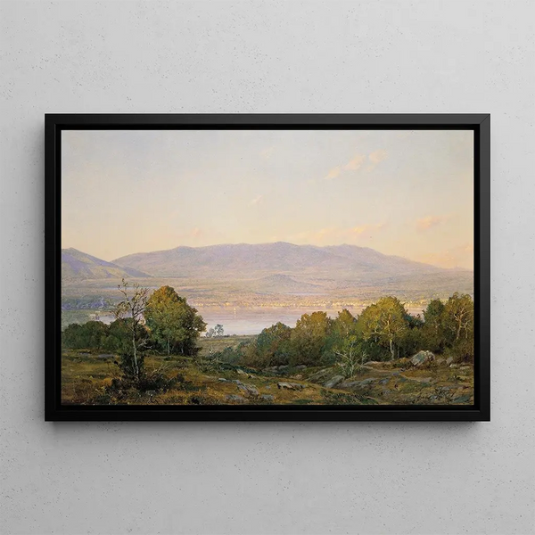 Sunset at Centre Harbor New Hampshire - William Trost Richards — framed artwork on a wall
