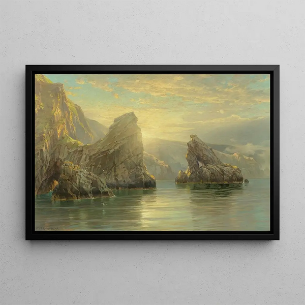 Sunset in the Shetland Islands, Scotland - William Trost Richards — framed artwork on a wall