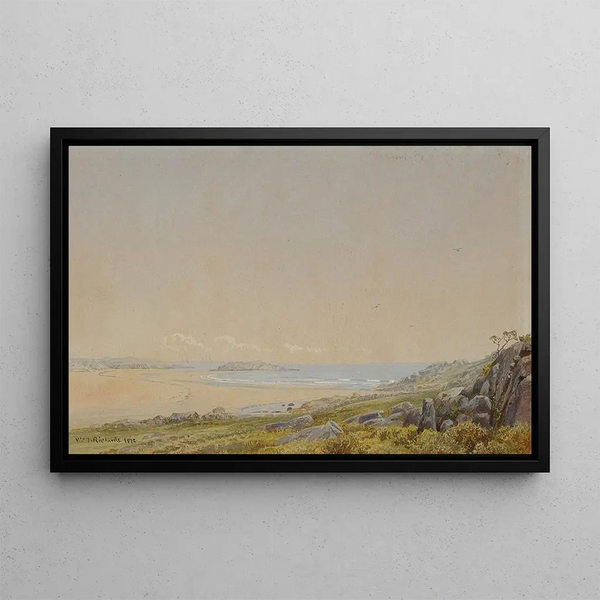 Rocher de Whales Head, Narragansett, Rhode Island - William Trost Richards — framed artwork on a wall