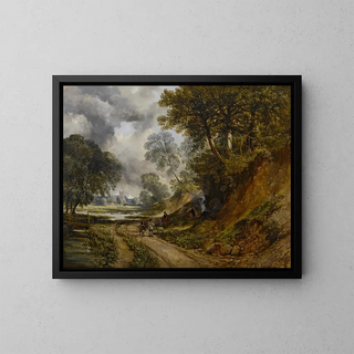 Tziganes camping near a path - William West — framed artwork on a wall