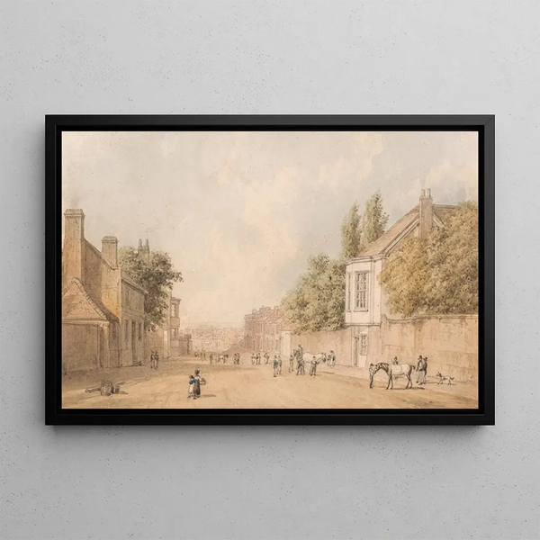 Entrance at Newmarket - William Westall — framed artwork on a wall