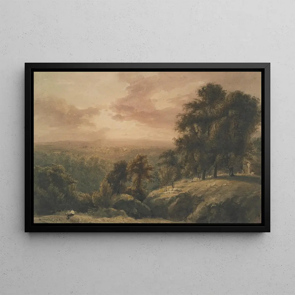 Evening landscape painting - William Westall — framed artwork on a wall