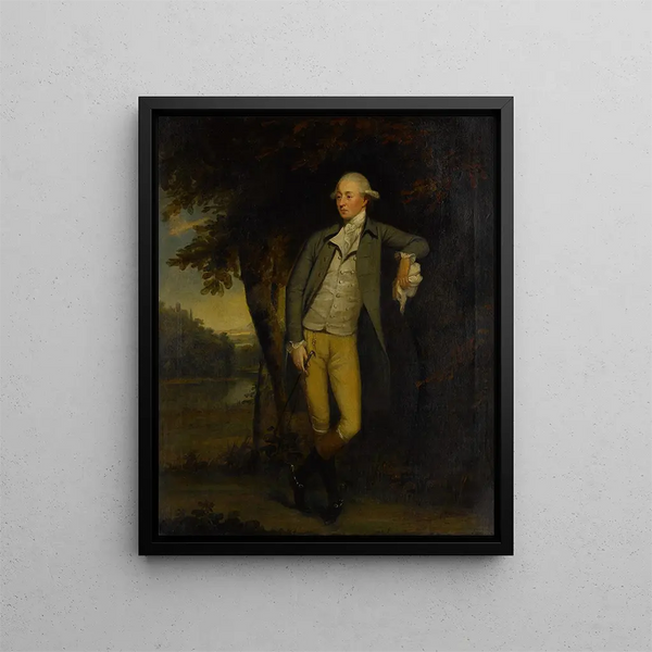 Portrait of a Gentleman in a Landscape - William Williams — framed artwork on a wall